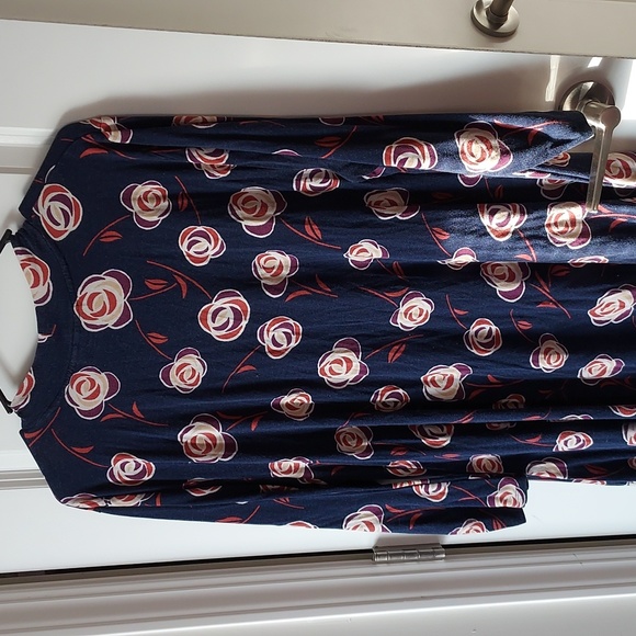 Style & Co. Mock turtleneck long sleeve blue with flower print xxl - Picture 6 of 9